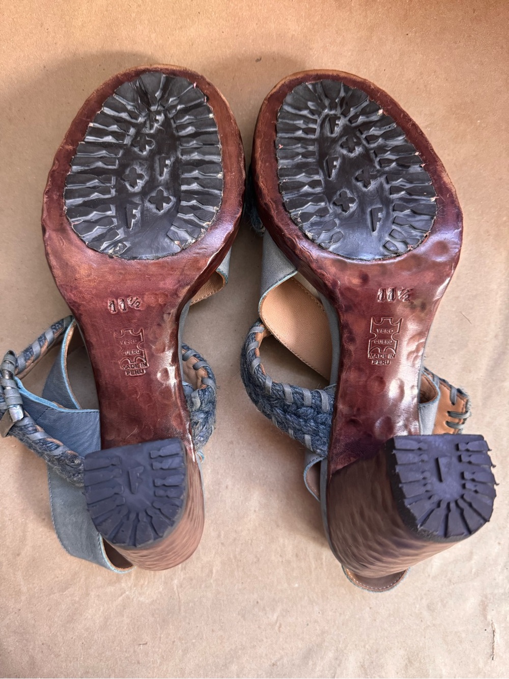 John Fluevog Tuggawar Hopscotch Leather Woven Fibre Strappy Heeled Sandals. 11.5 - Picture 6 of 15